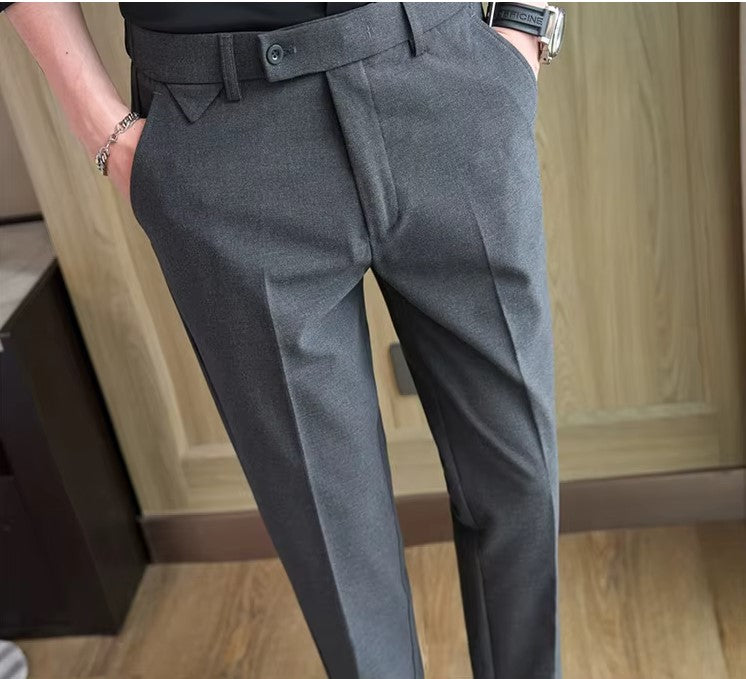 Slim Fit Elastic Waist Dress Pants