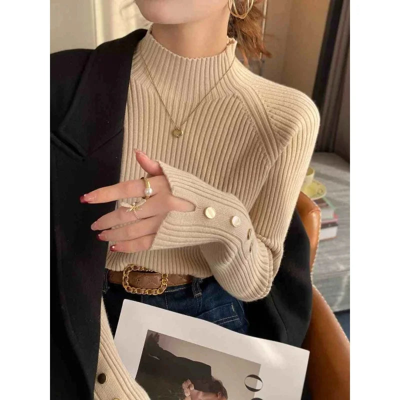 Thickened Half Turtleneck Knit Top