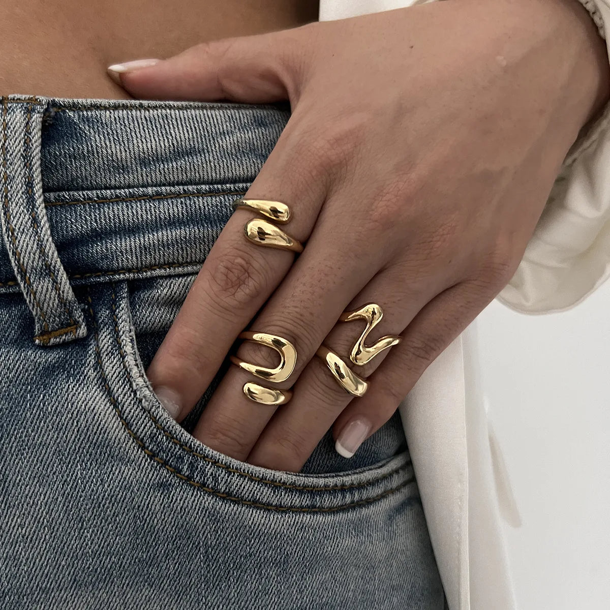 Geometric Punk Rings Set