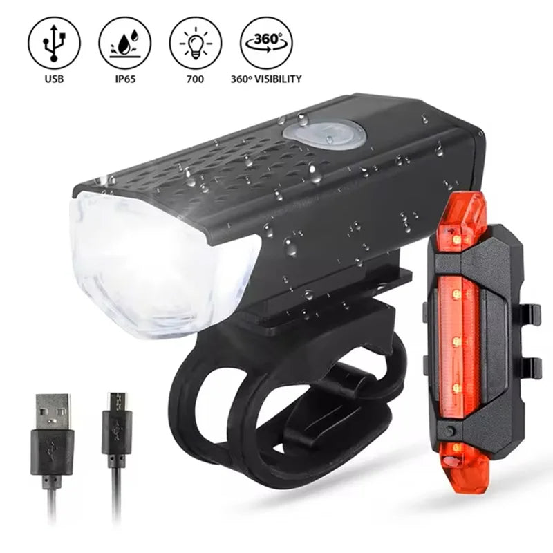 USB Rechargeable Bike Light Set