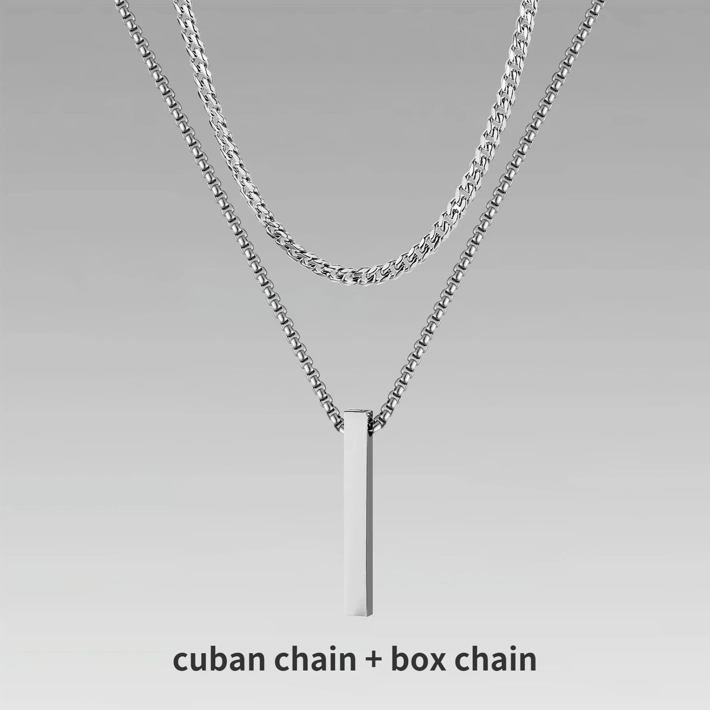 3D Vertical Bar Pendant Necklace