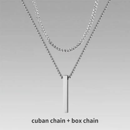 3D Vertical Bar Pendant Necklace