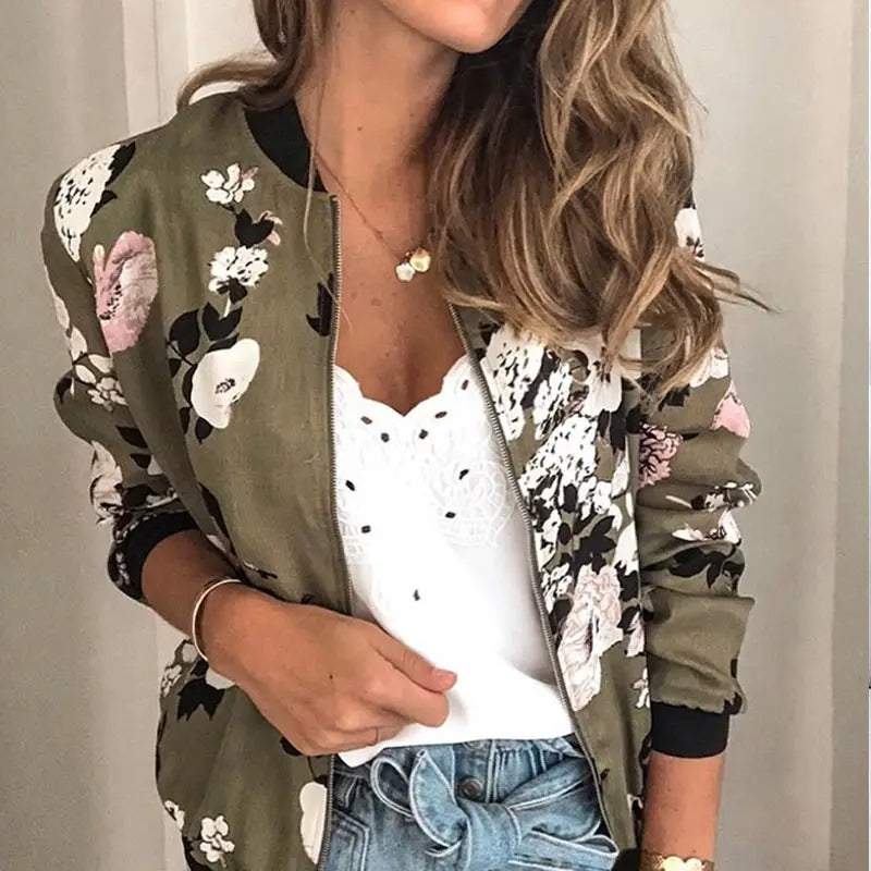 SpringChic Floral Printed Bomber