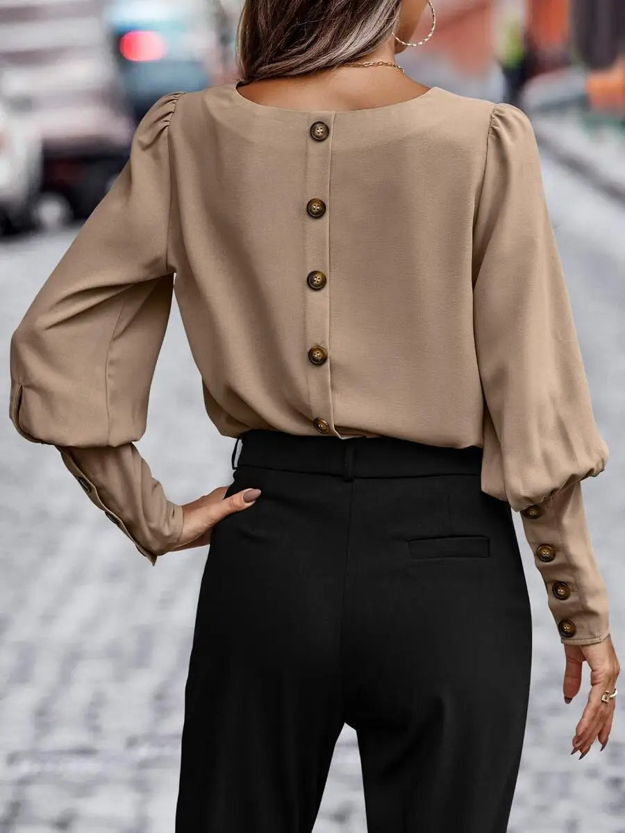 Button Pullover Blouse