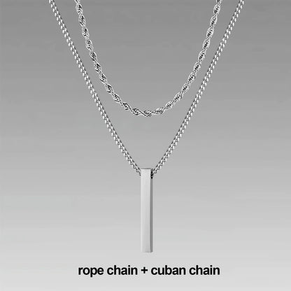 3D Vertical Bar Pendant Necklace