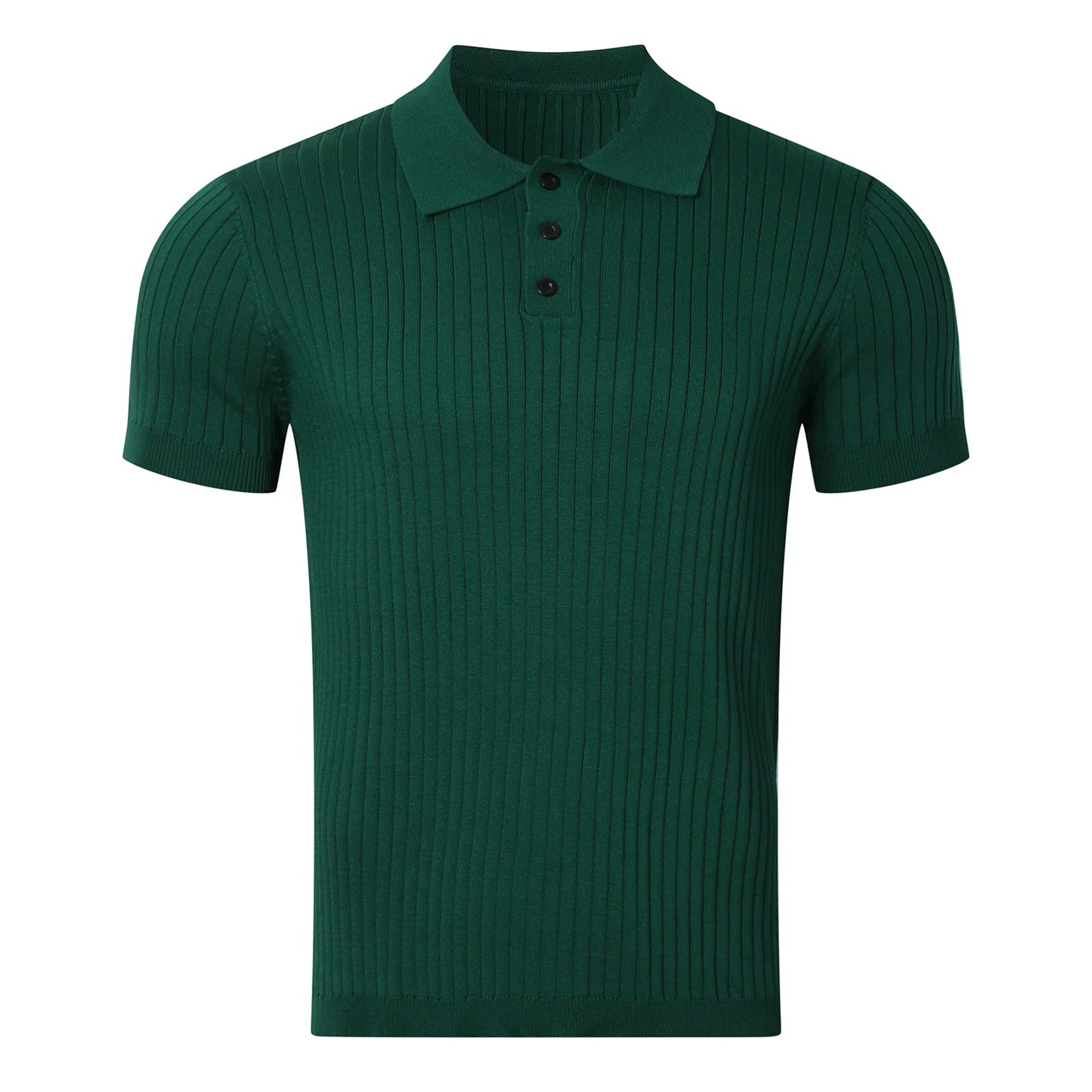 Retro Knit Striped Polo Shirt