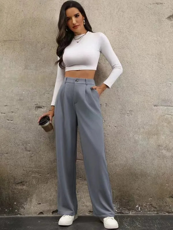 Ice Silk Wide-Leg Pants