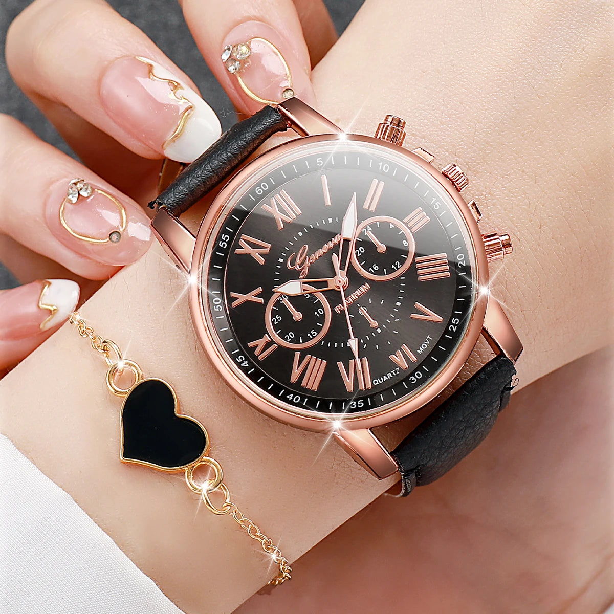 4PCs Quartz Watch & Bracelet Duo