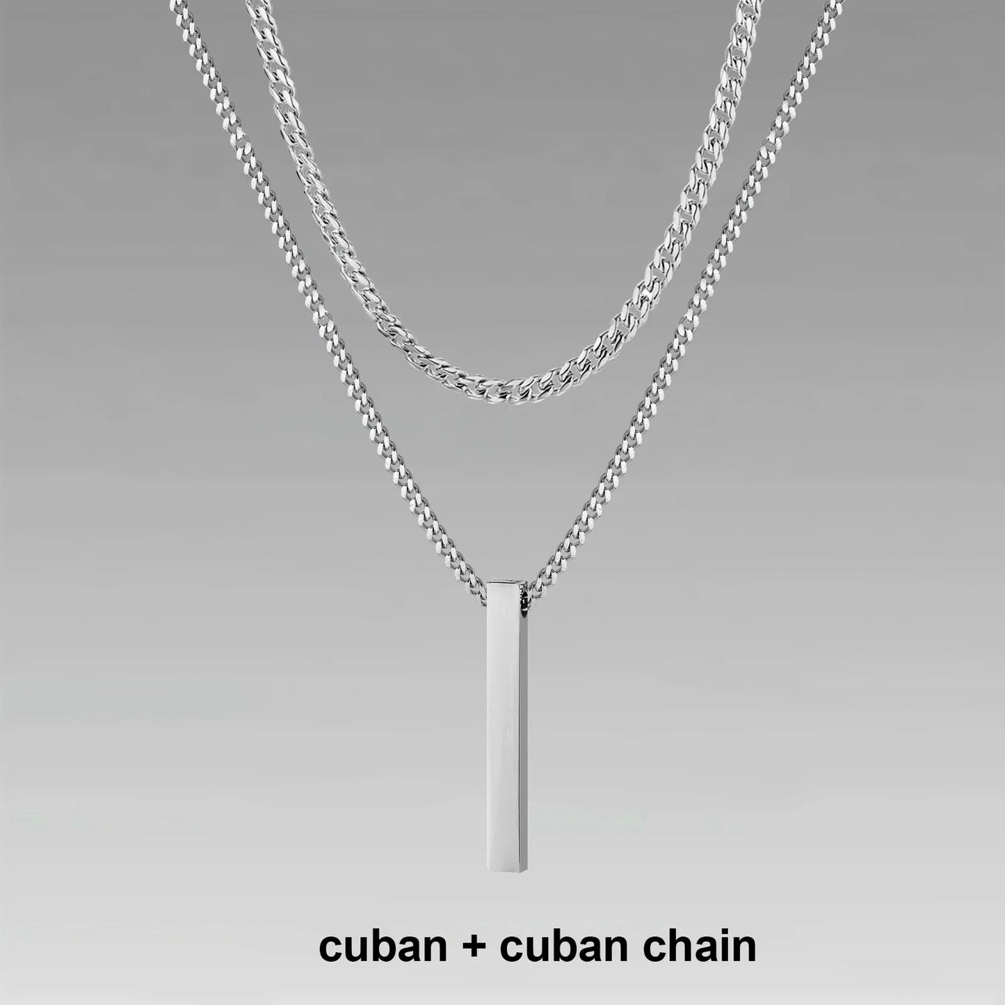 3D Vertical Bar Pendant Necklace