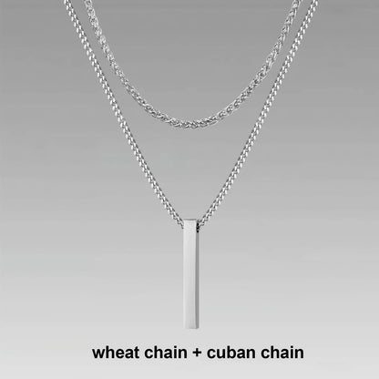 3D Vertical Bar Pendant Necklace