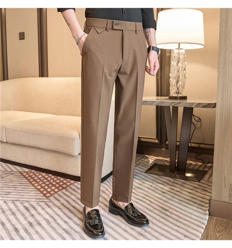 Slim Fit Elastic Waist Dress Pants