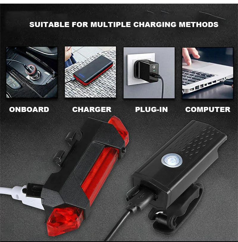 USB Rechargeable Bike Light Set