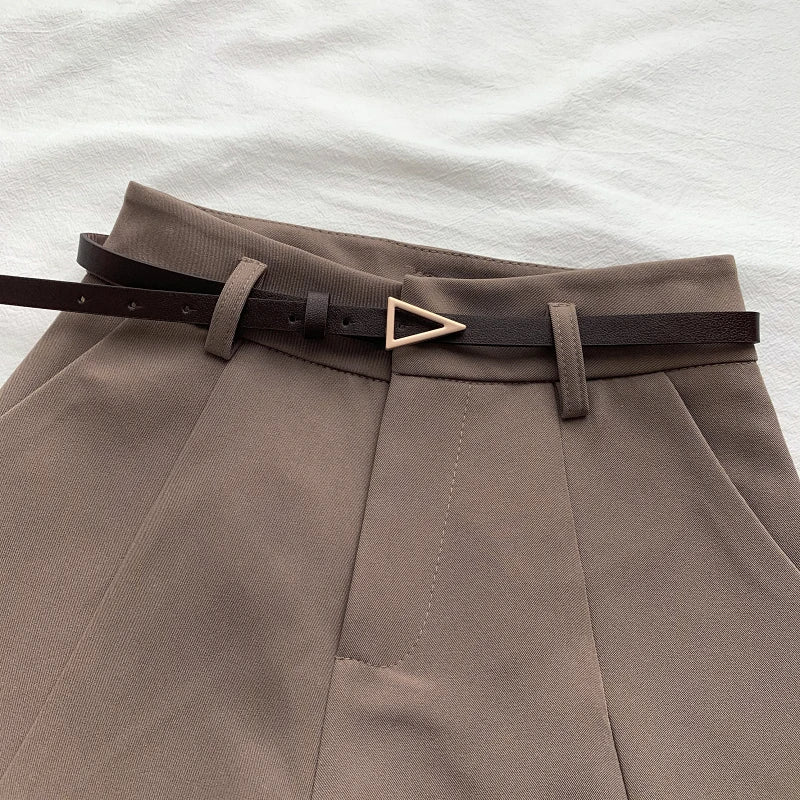 High-Waist A-Line Belted Shorts