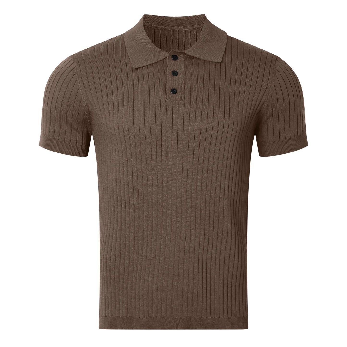 Retro Knit Striped Polo Shirt