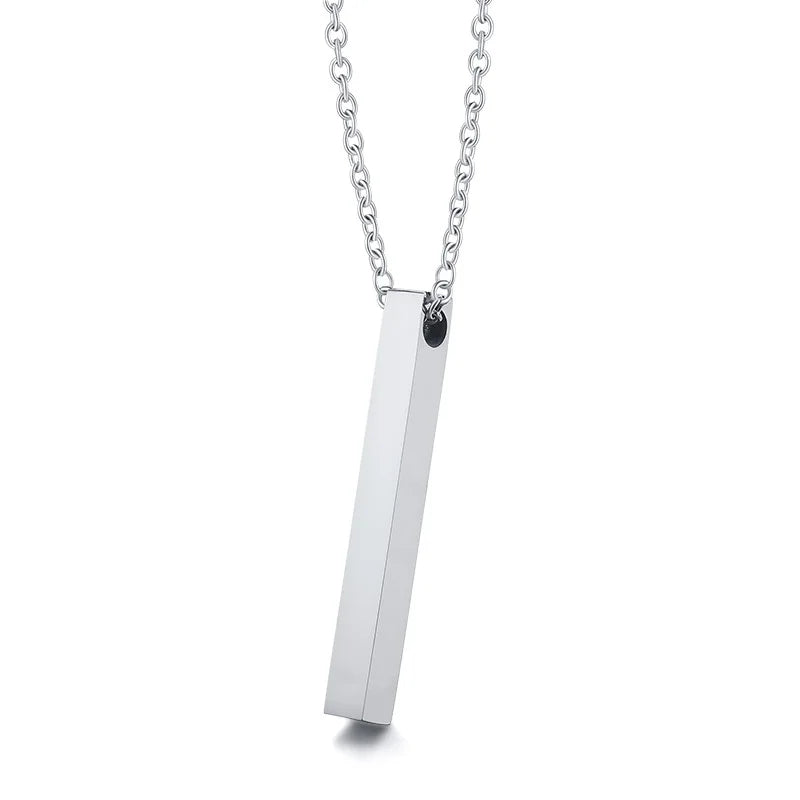 3D Vertical Bar Pendant Necklace