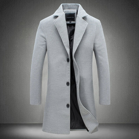 Men's Slim Fit Wool Trench Coat