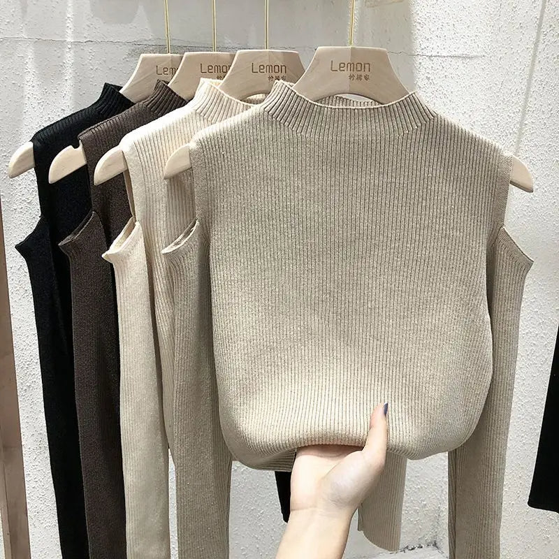 Off-Shoulder Slim Sweater