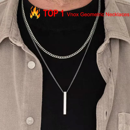 3D Vertical Bar Pendant Necklace