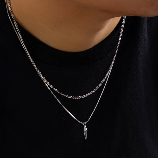 Stainless Steel Rivet Pendant Necklace