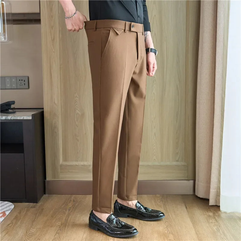 Slim Fit Elastic Waist Dress Pants