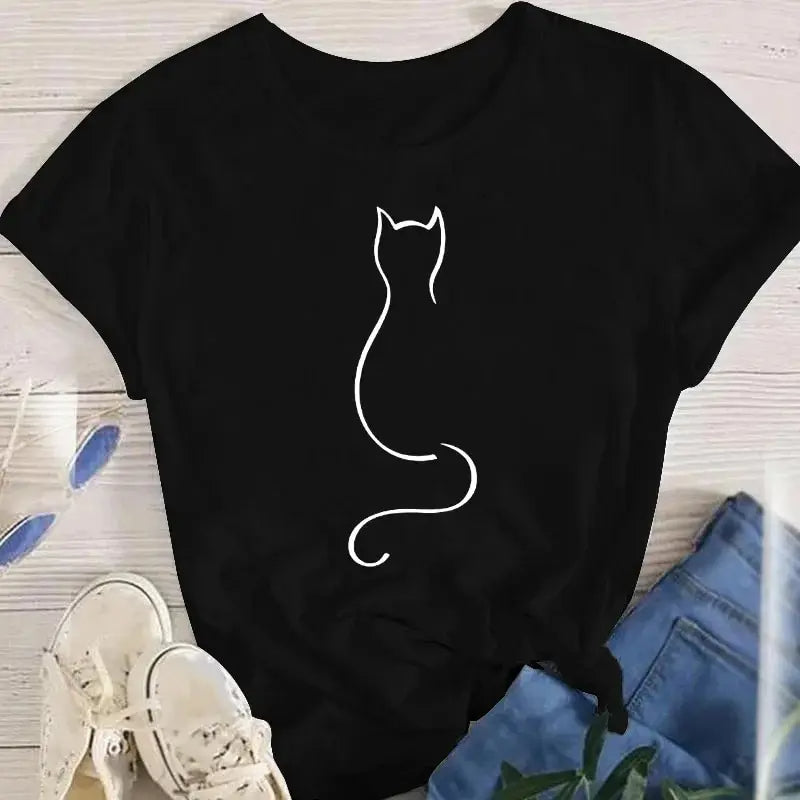 Cat O-Neck T-Shirt