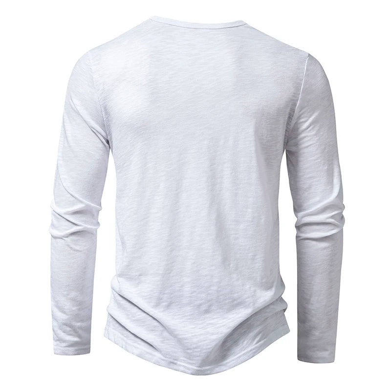 Men's Cotton Henley Long Sleeve Tee