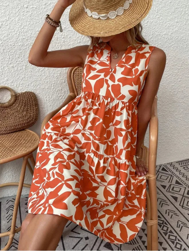 Boho Sleeveless V-Neck Sundress