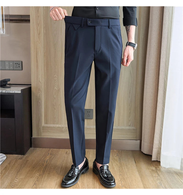 Slim Fit Elastic Waist Dress Pants