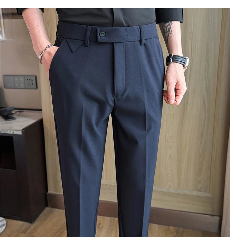 Slim Fit Elastic Waist Dress Pants