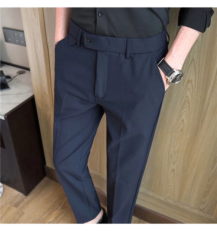 Slim Fit Elastic Waist Dress Pants