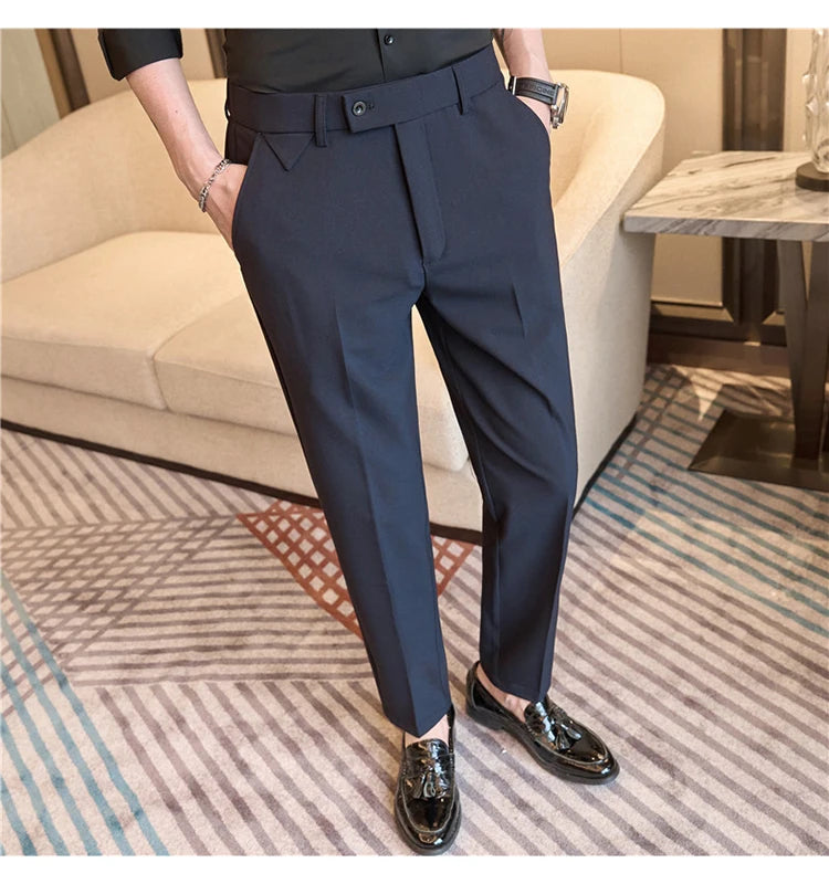 Slim Fit Elastic Waist Dress Pants