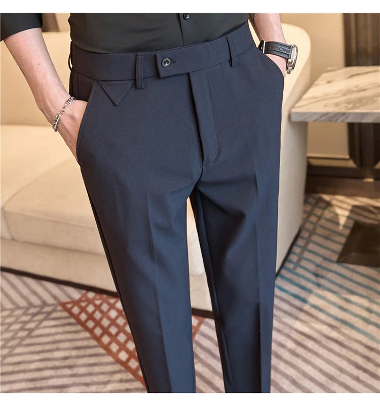 Slim Fit Elastic Waist Dress Pants