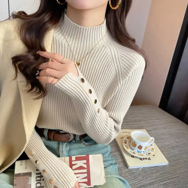 Thickened Half Turtleneck Knit Top