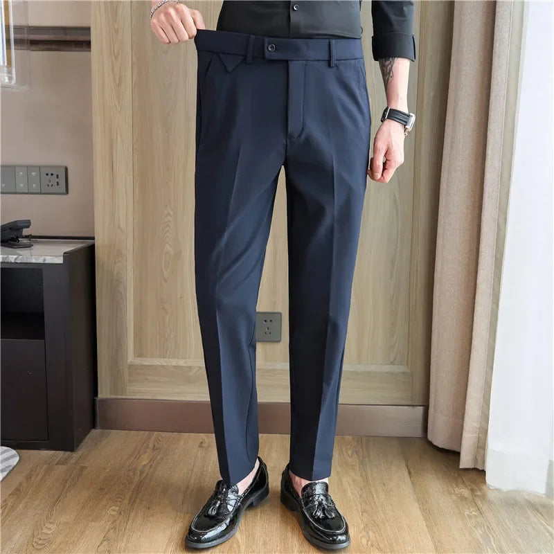 Slim Fit Elastic Waist Dress Pants