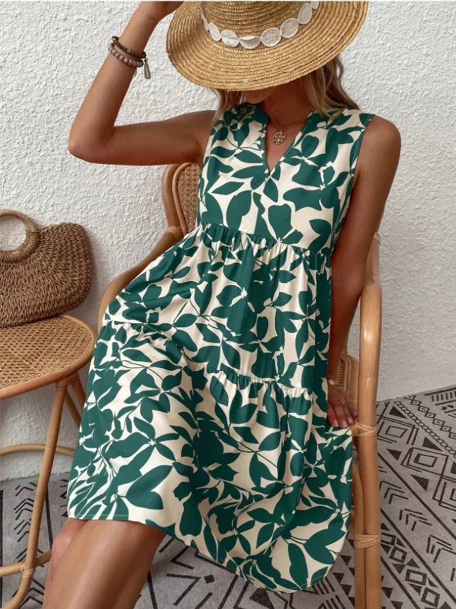 Boho Sleeveless V-Neck Sundress