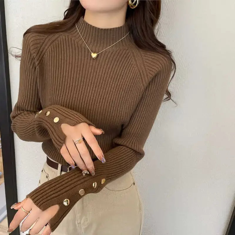 Thickened Half Turtleneck Knit Top