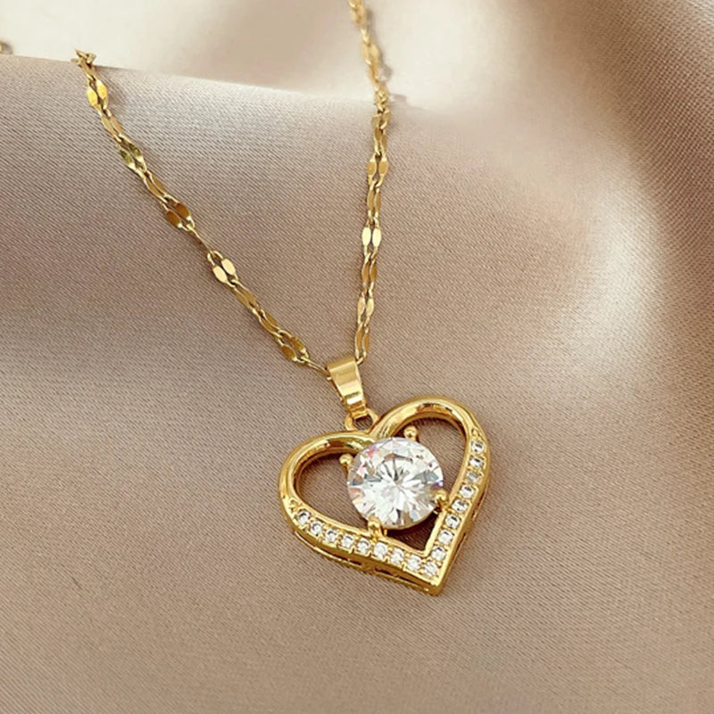 Golden Heart Pendant Necklace