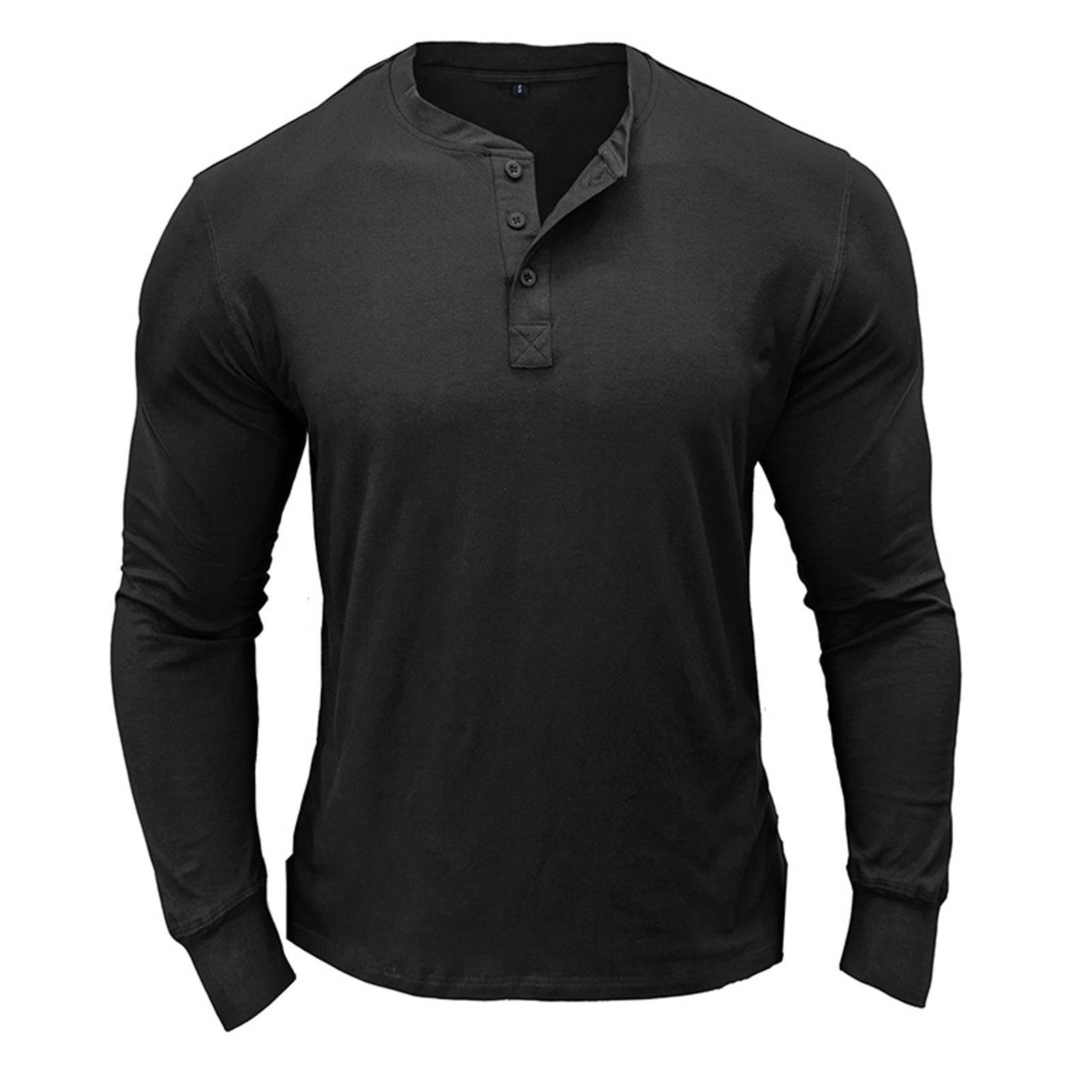 Men's Cotton Henley Long Sleeve Tee