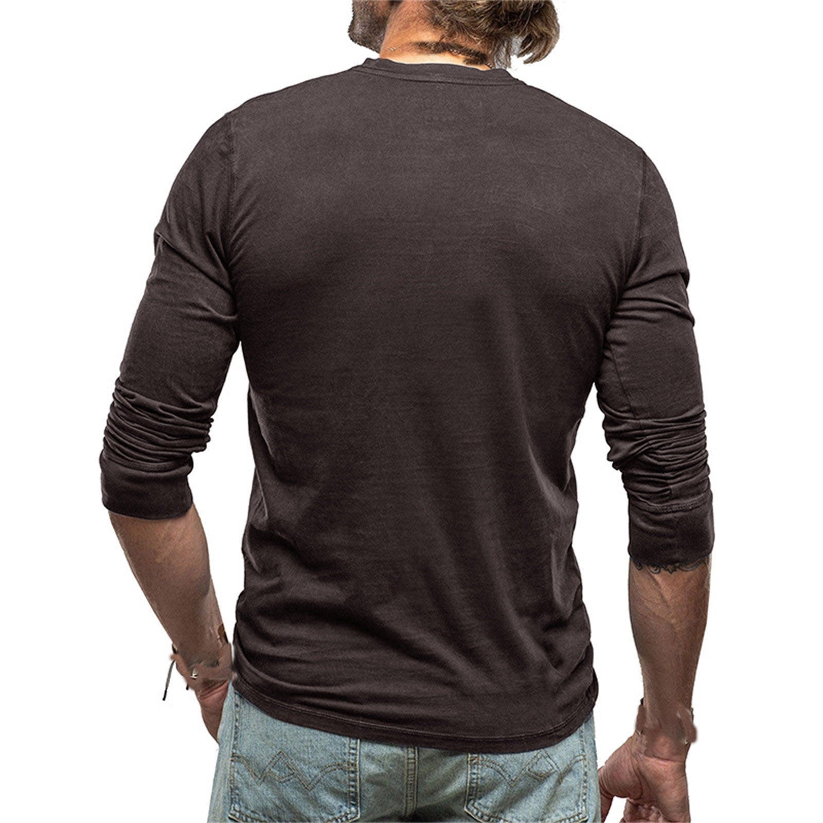 Men's Cotton Henley Long Sleeve Tee