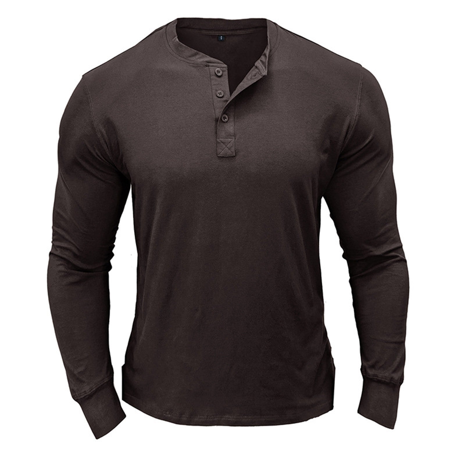 Men's Cotton Henley Long Sleeve Tee