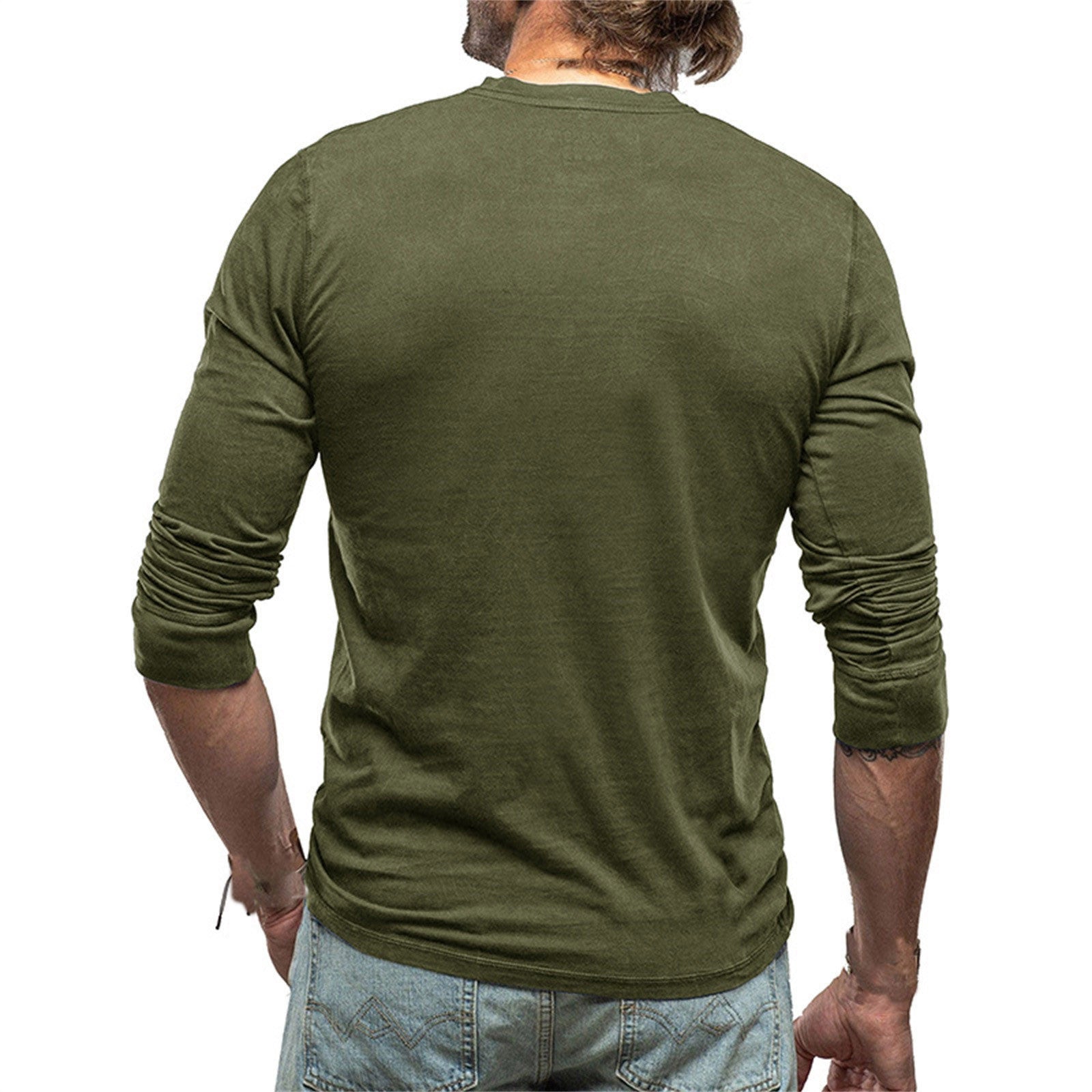 Men's Cotton Henley Long Sleeve Tee