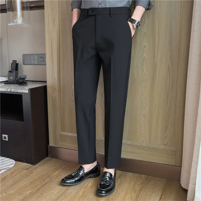 Slim Fit Elastic Waist Dress Pants