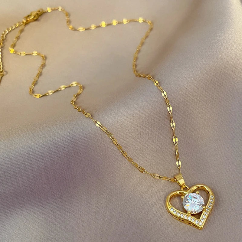 Golden Heart Pendant Necklace