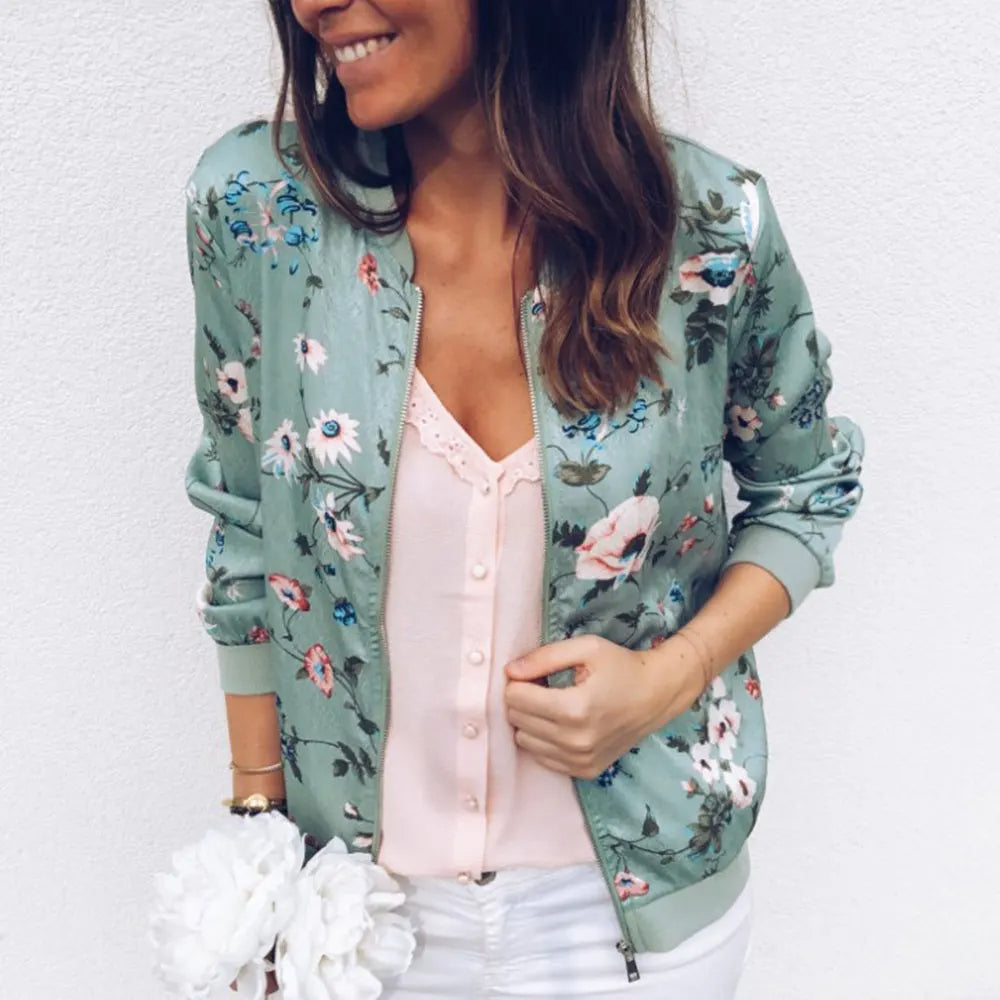 SpringChic Floral Printed Bomber