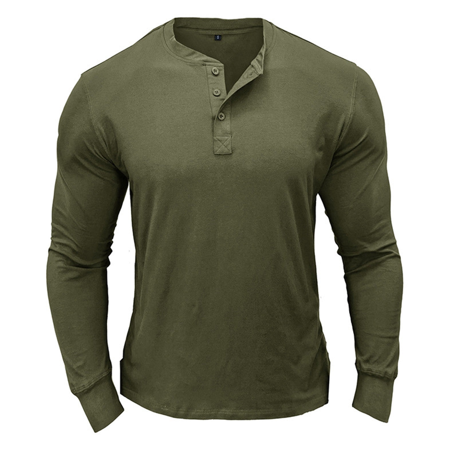 Men's Cotton Henley Long Sleeve Tee