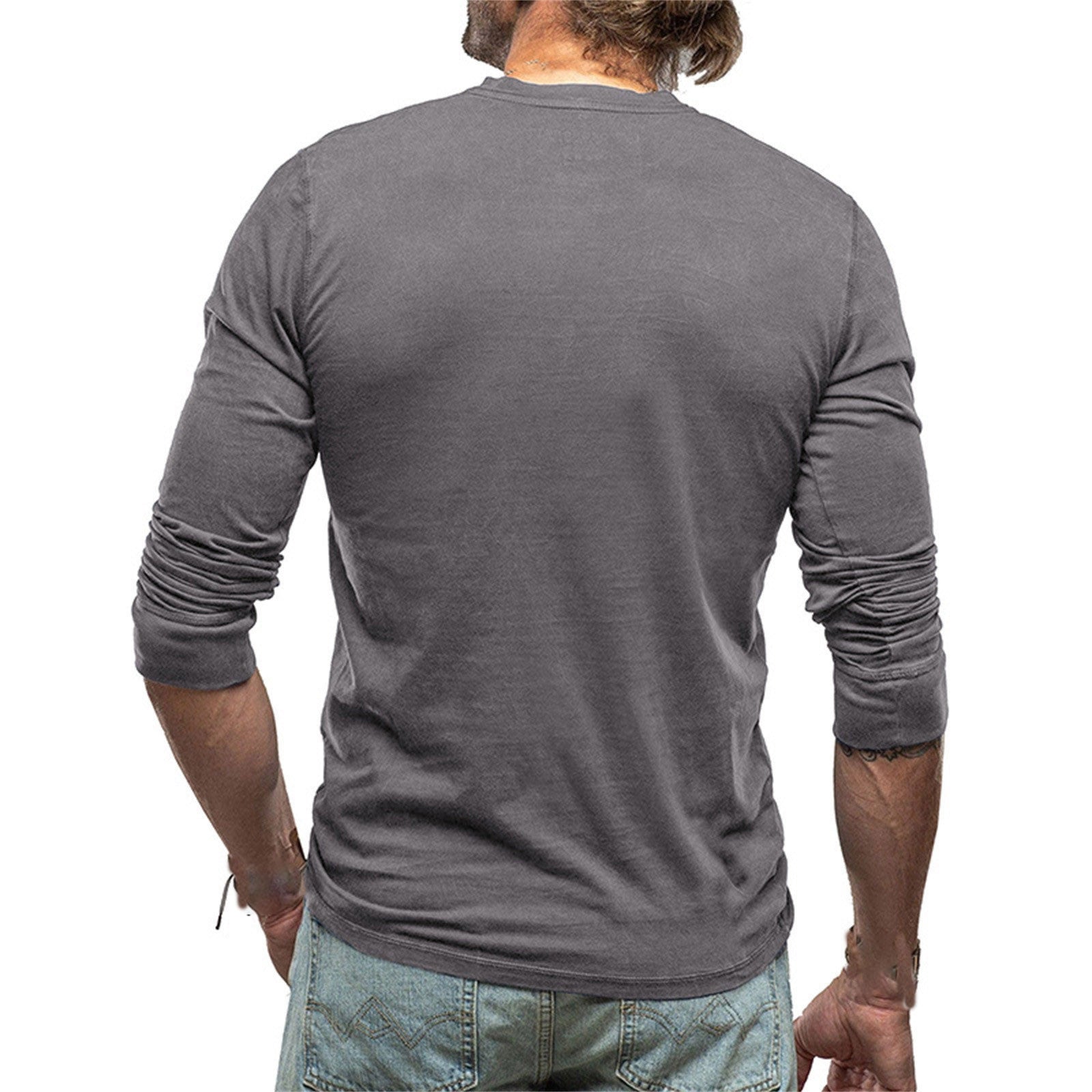 Men's Cotton Henley Long Sleeve Tee