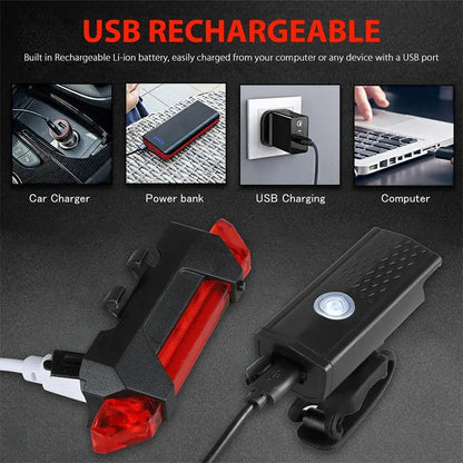 USB Rechargeable Bike Light Set