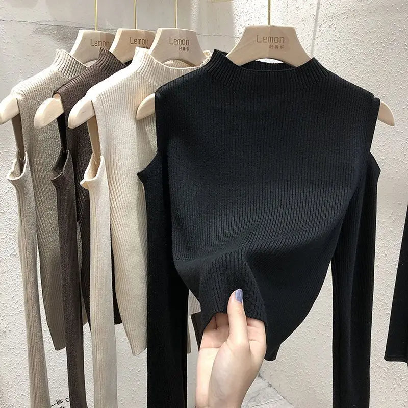 Off-Shoulder Slim Sweater