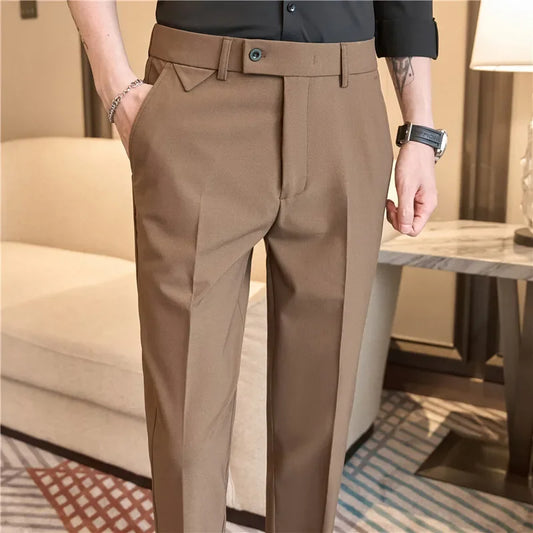 Slim Fit Elastic Waist Dress Pants