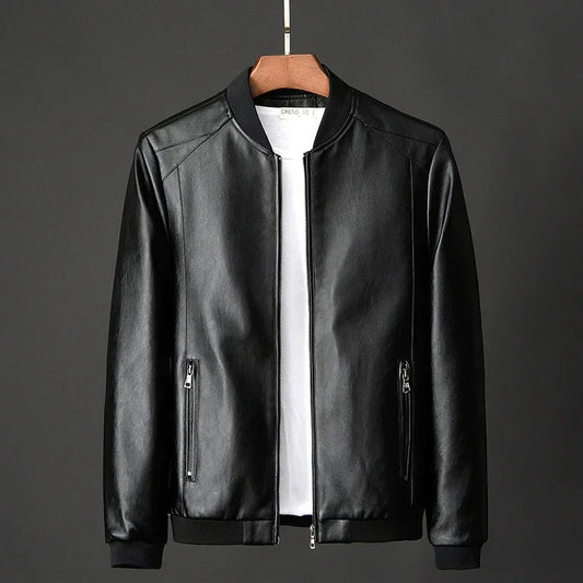 Men's Slim Fit PU Leather Jacket